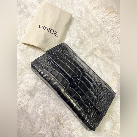 Vince Handbags - VINCE black crocodile leather clutch,perfect condition,some minor flaws as shown